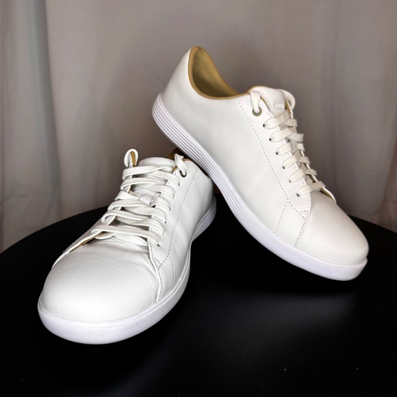 New Cole Haan Grand Crosscourt White Leather Sneakers Size 8.5‎ B Nordstrom Rack - Picture 1 of 7
